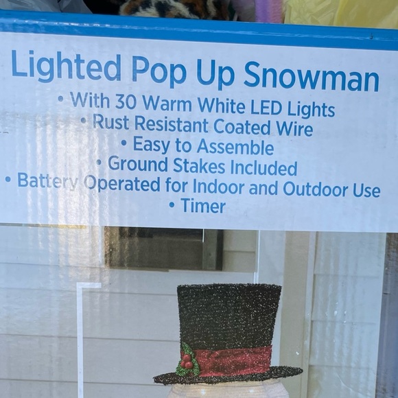 Collapsible Lighted Pop Up Christmas Snowman Decorations w/Lights, Hat, Scarf... - Picture 3 of 3
